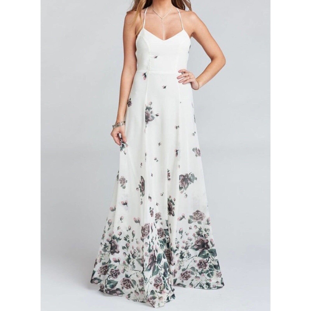 NWT Show Me Your Mumu‎ Womens Godshaw Goddess Gown XXS Antique Rose Chiffon